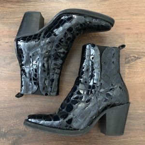 Topshop Croc Embossed Booties